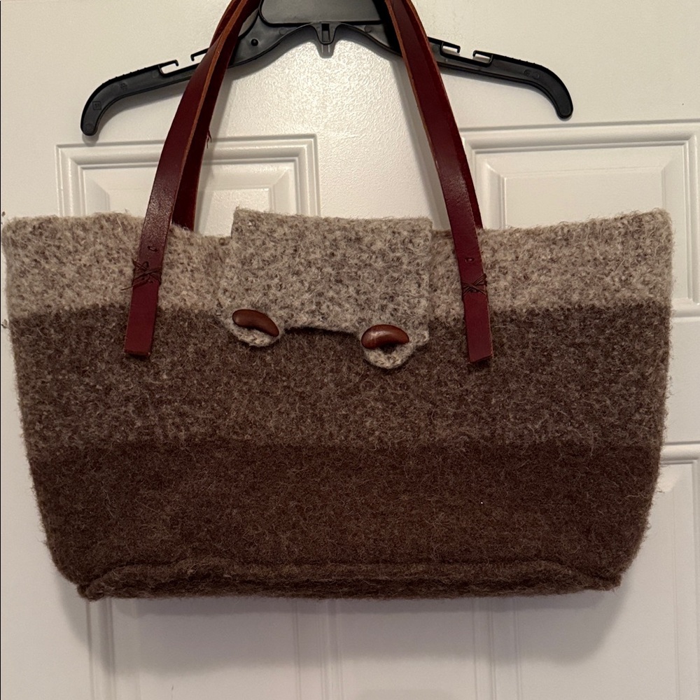 100% wool Brown and Cream Tote Bag